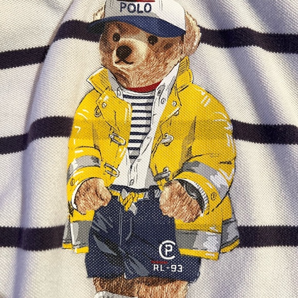 Polo Ralph Lauren CP-93 Sailor Yellow Jacket Bear Mesh Striped Hoodie Medium - Picture 14 of 14